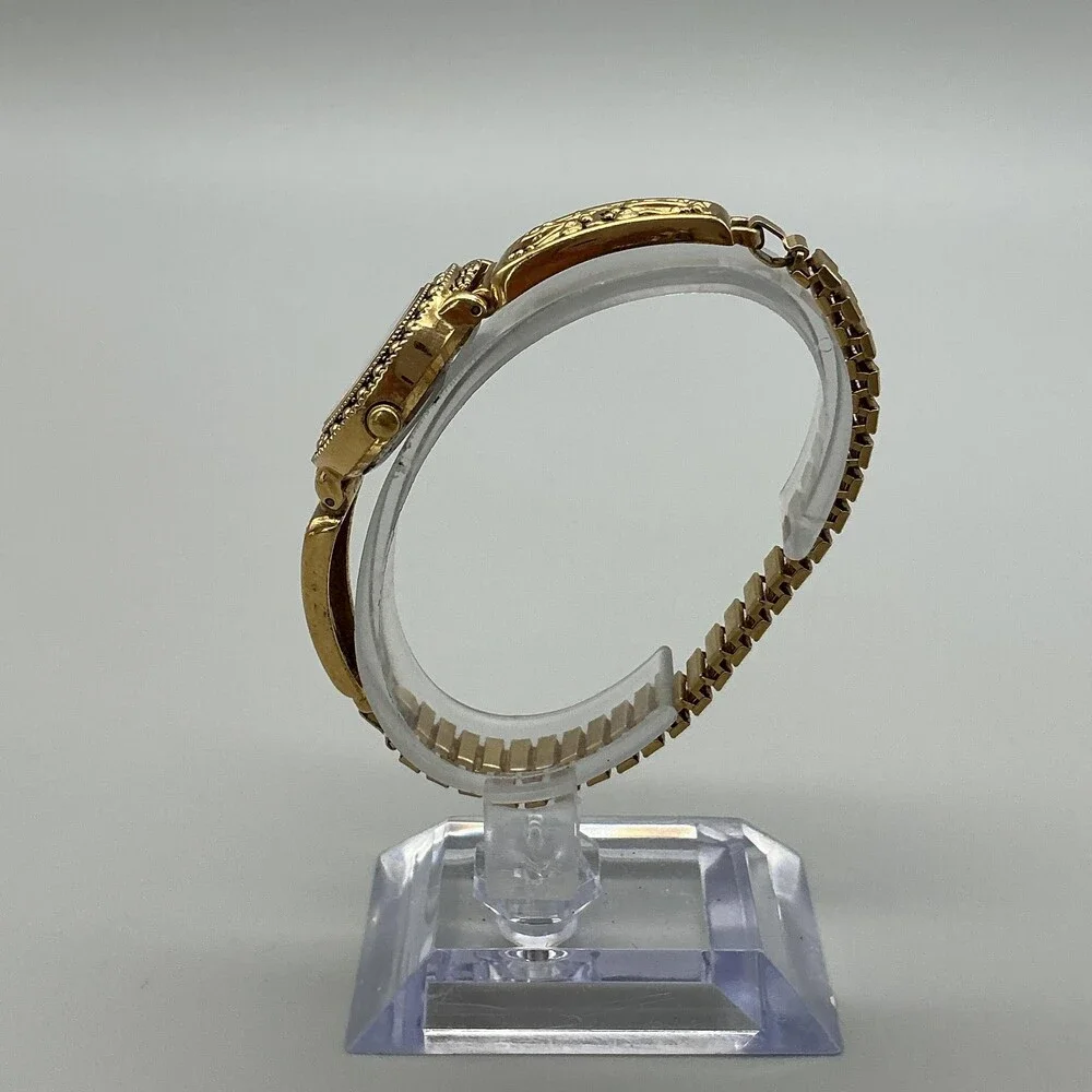 Vintage SII Angel Cherub Womens Watch 26mm Gold Tone Stretch Band New Battery a